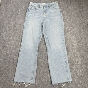 Zara Jeans US Womens Size 8 High Rise Straight Raw Hem Ankle Light Wash 30X28